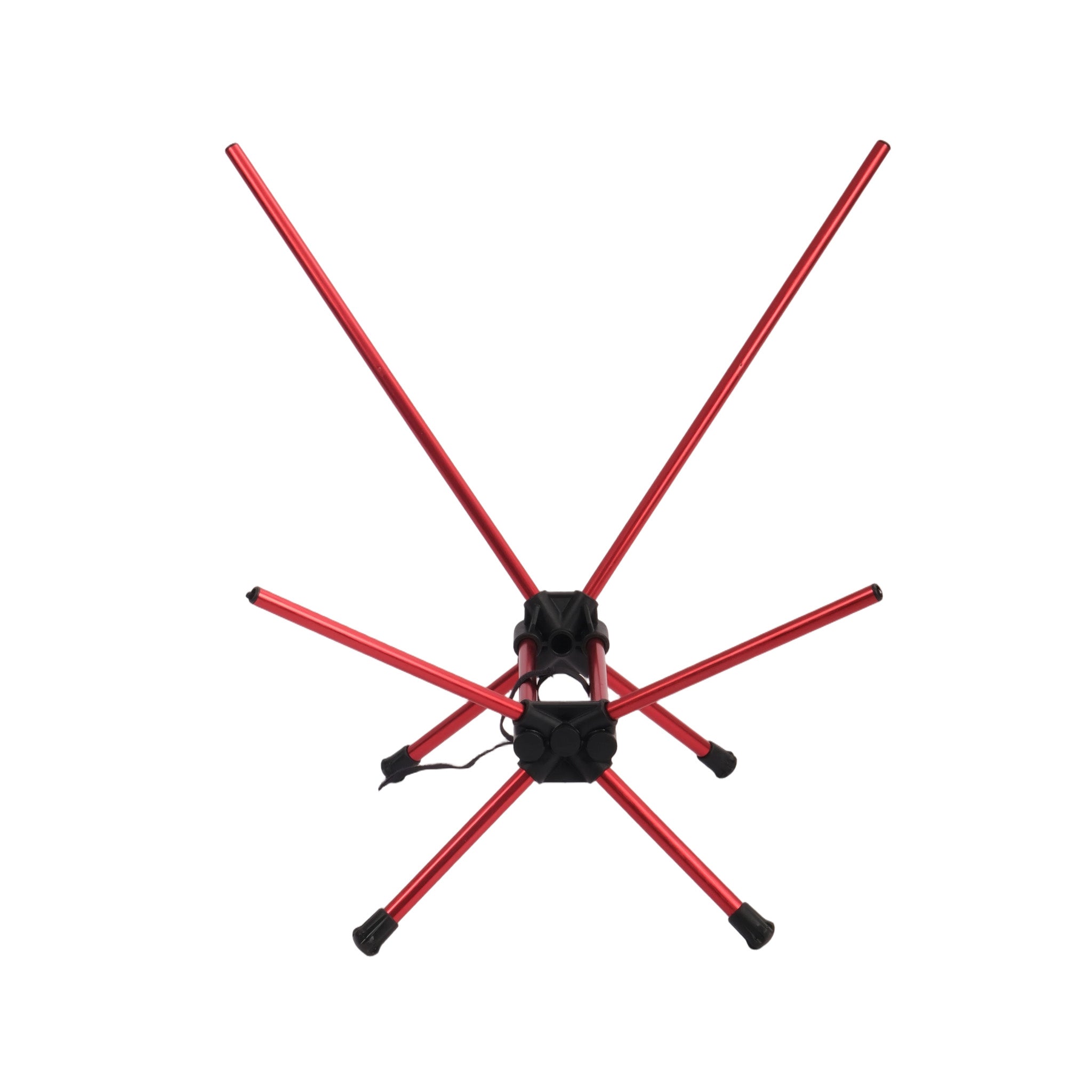 Red metal chair base on a white background