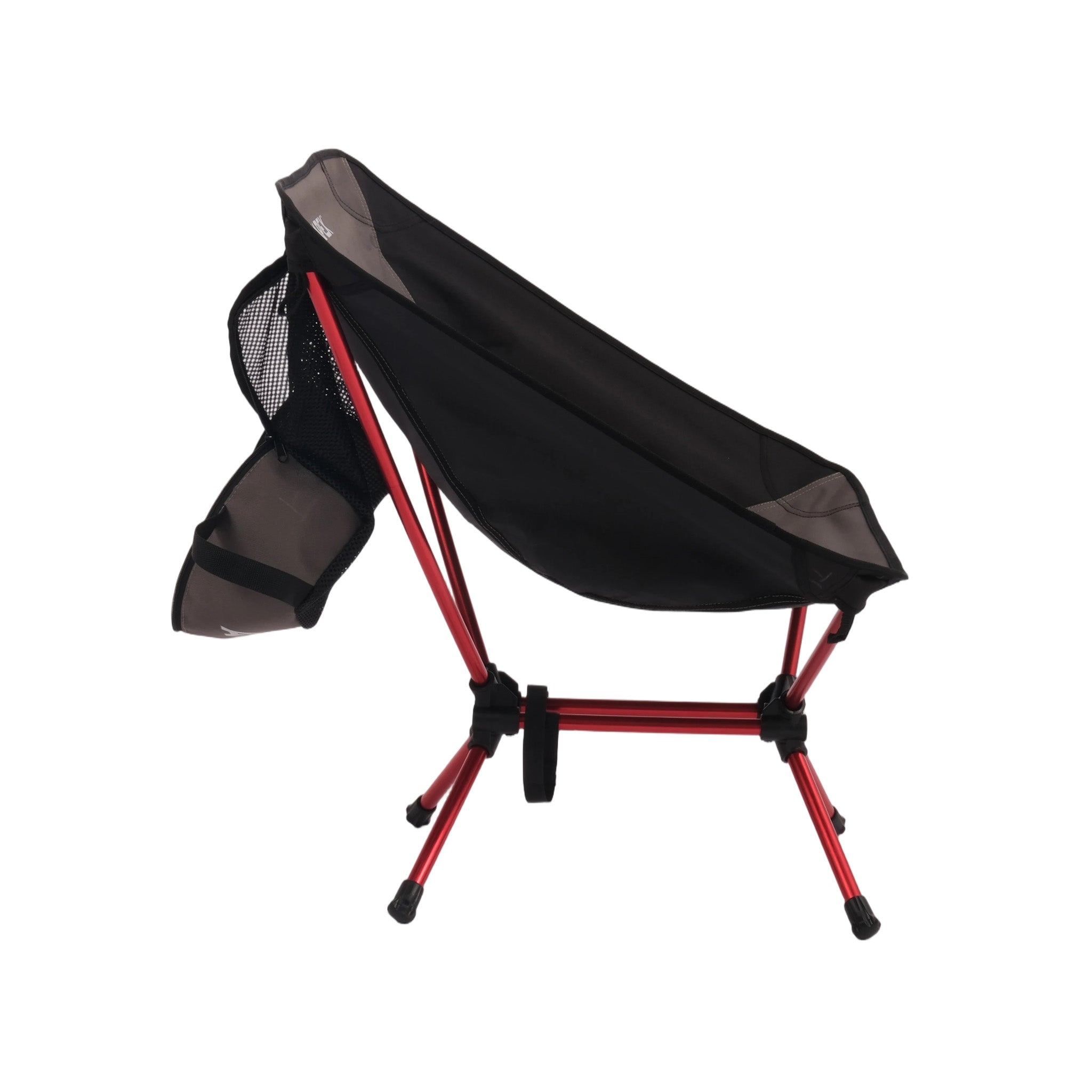 Black and red camping chair on a white background