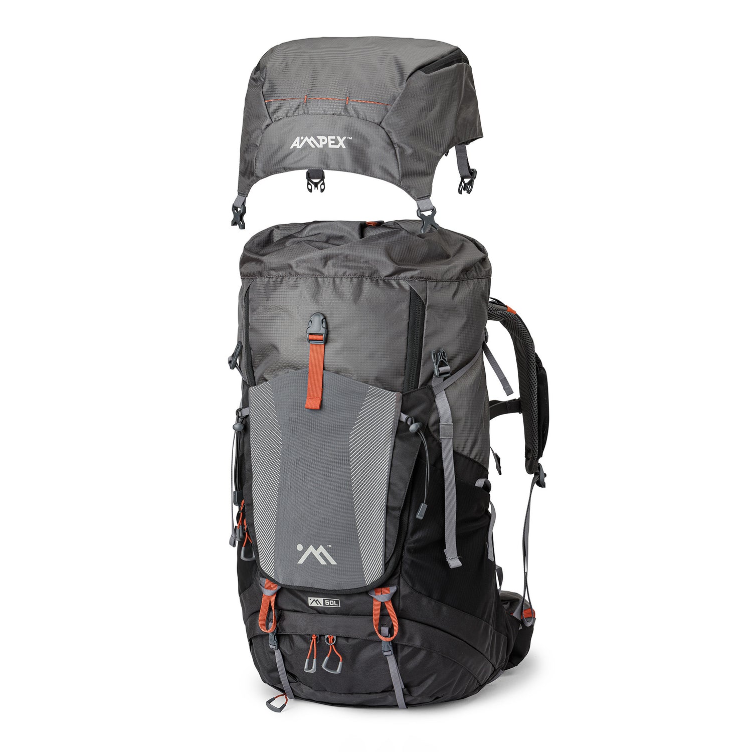 Backpack shown from the side, displaying depth and structure.