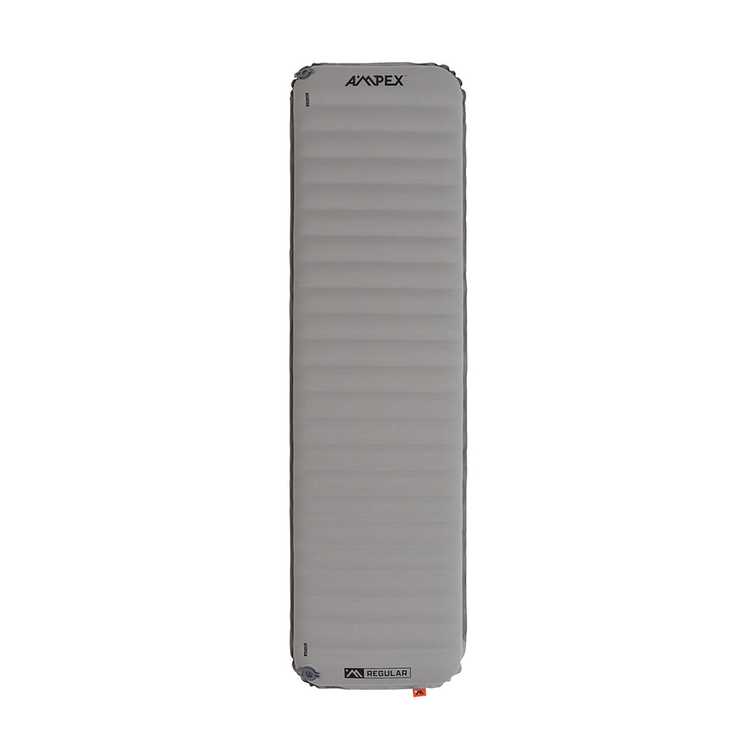 Rectangular Ampex sleeping pad in light gray, shown from above with quilted texture and rounded corners.