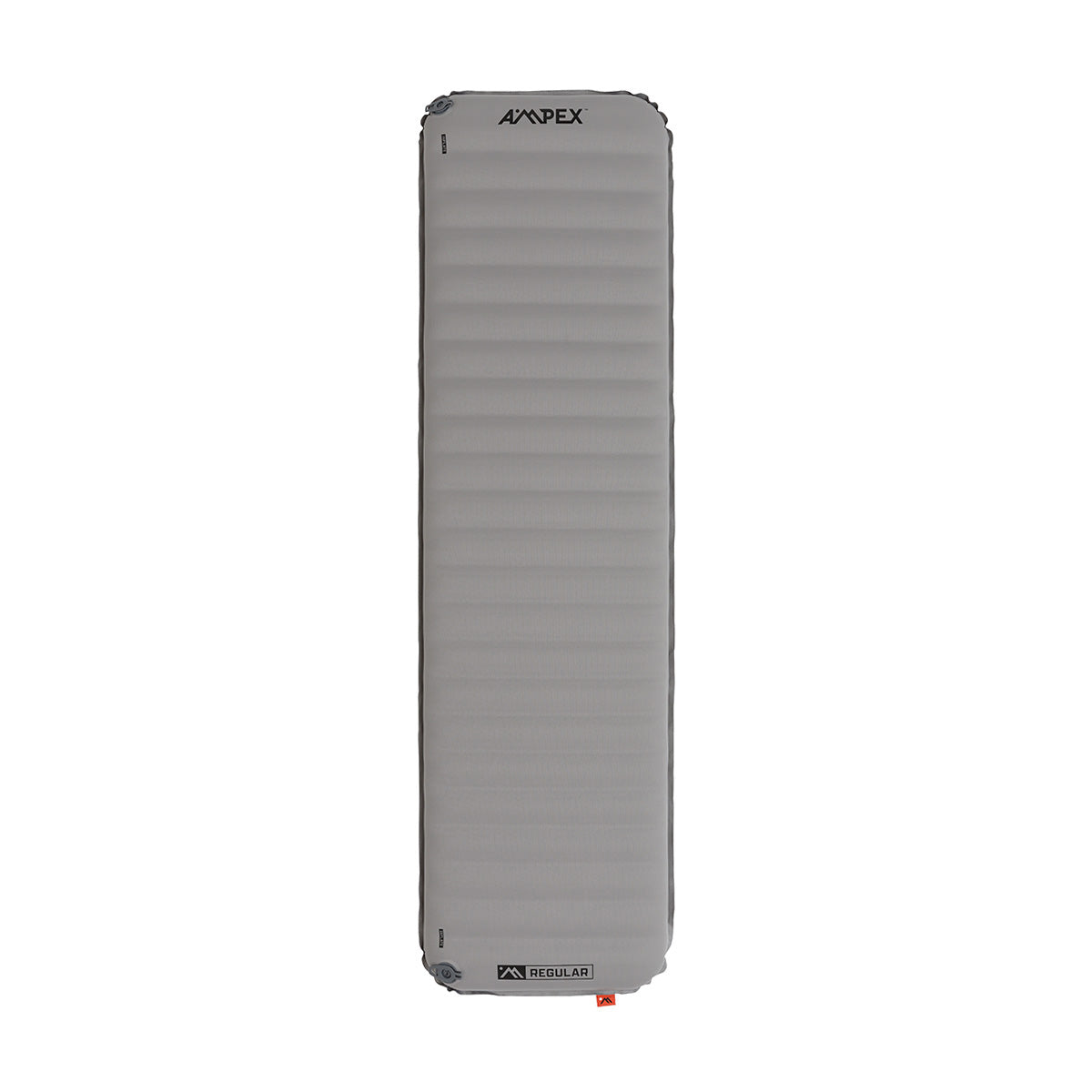 Rectangular Ampex sleeping pad in light gray, shown from above with quilted texture and rounded corners.
