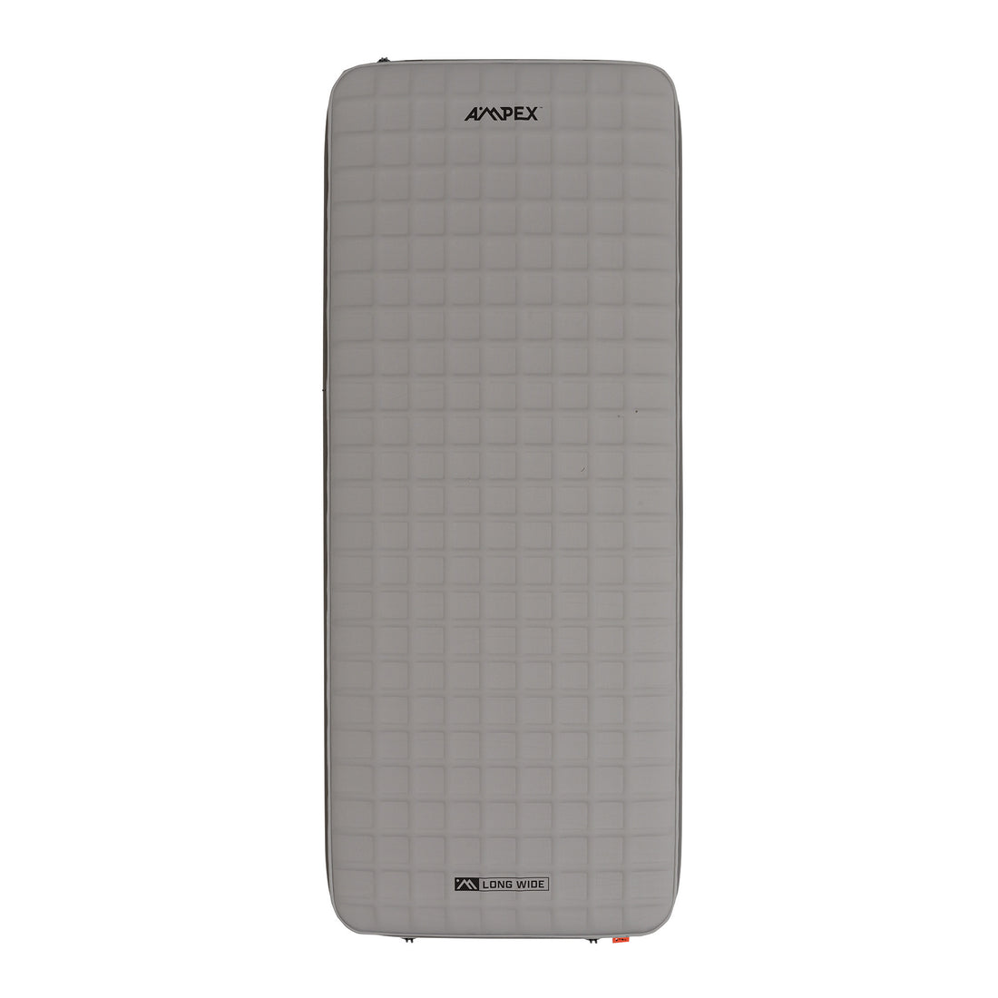 Ampex self-inflating sleeping pad in light gray, shown from above with quilted texture and rounded corners.
