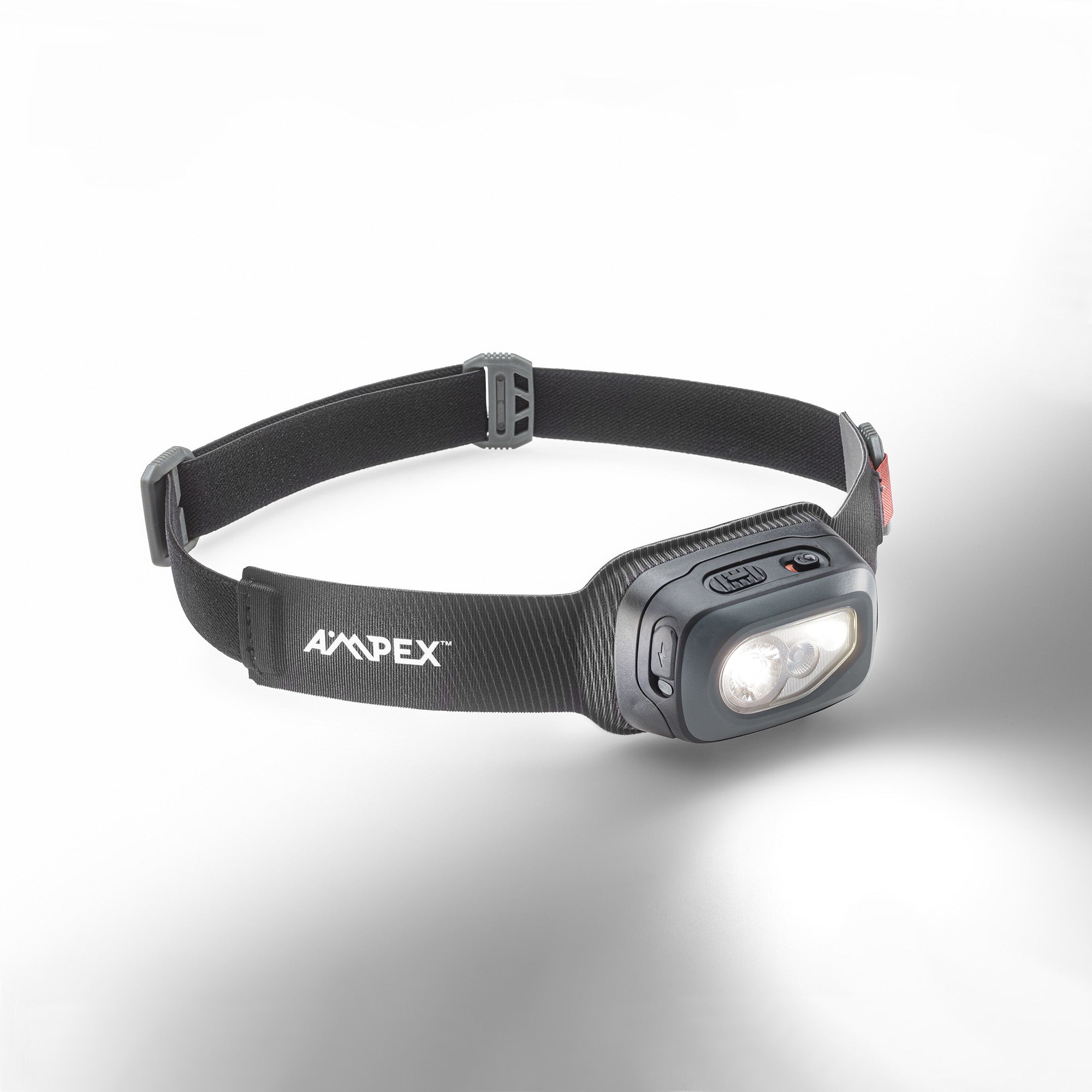 View of the headlamp with white LED turned on.