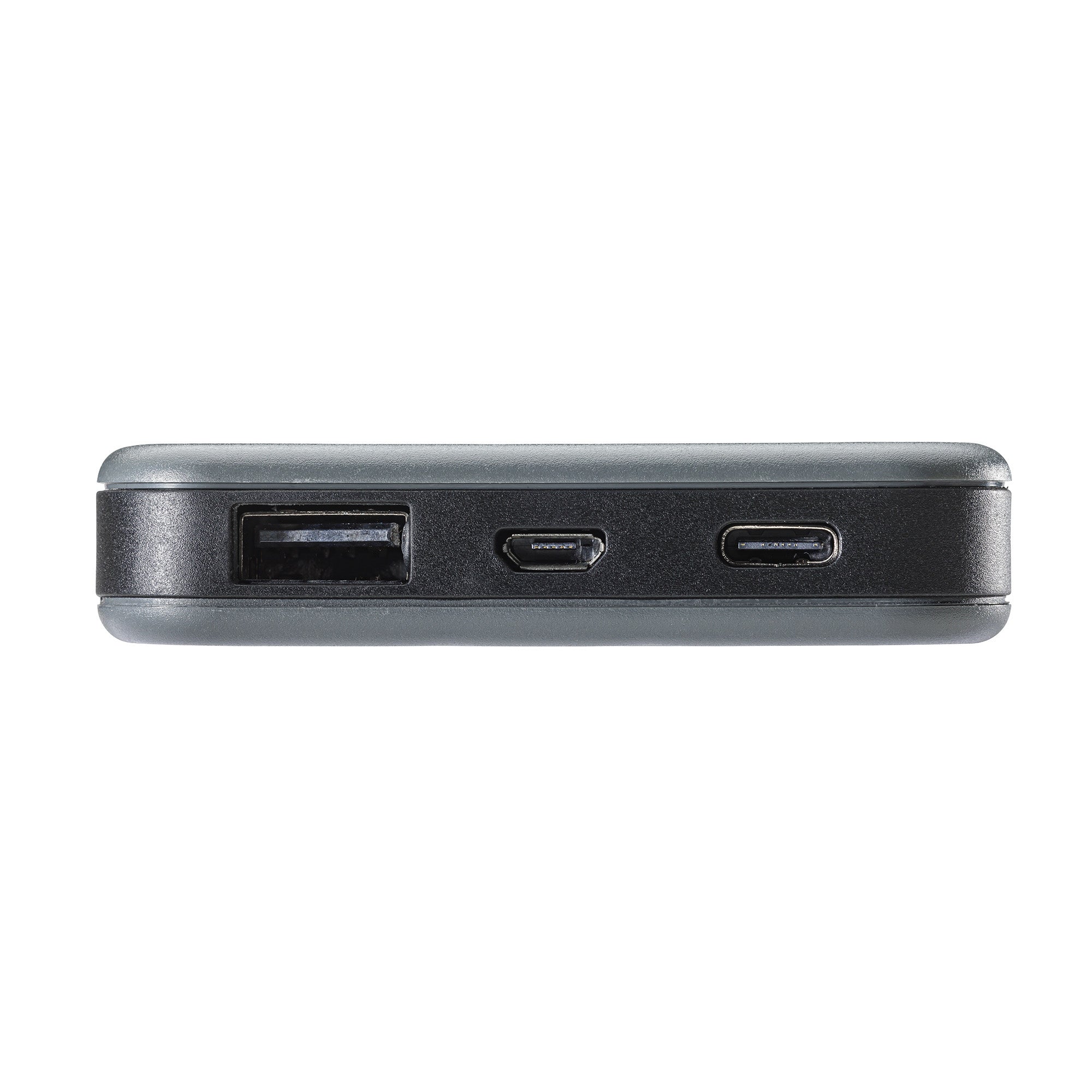 Side view of Power Bank showing USB-A and USB-C ports.