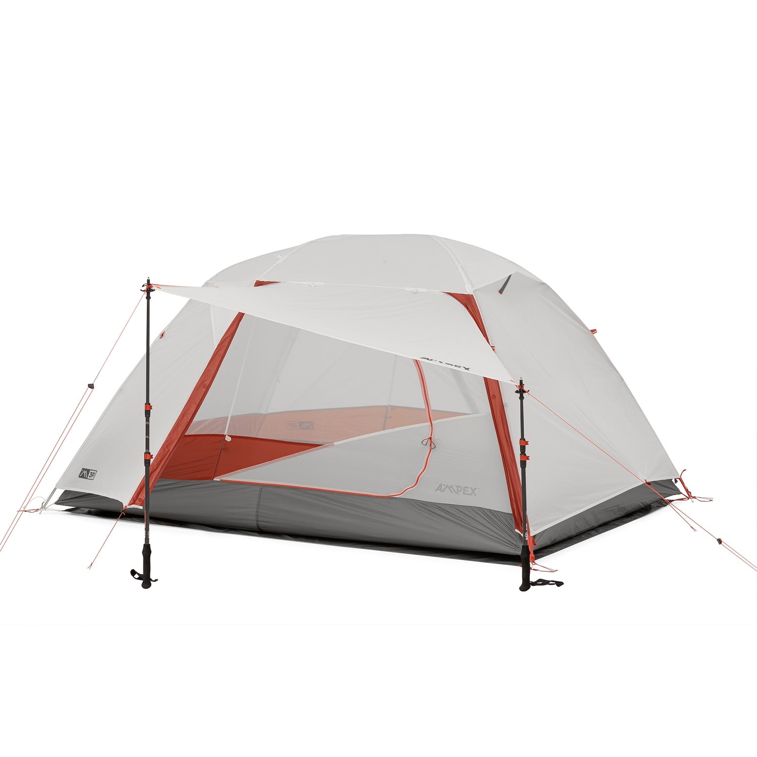 Tent set up with mesh canopy only, no rainfly, maximizing ventilation and sky visibility.