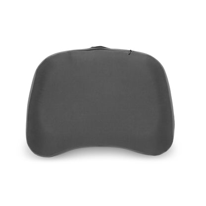 Back view of gray pillow on a white background