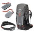 Black backpack with black headlamp, black flashlight and black power bank