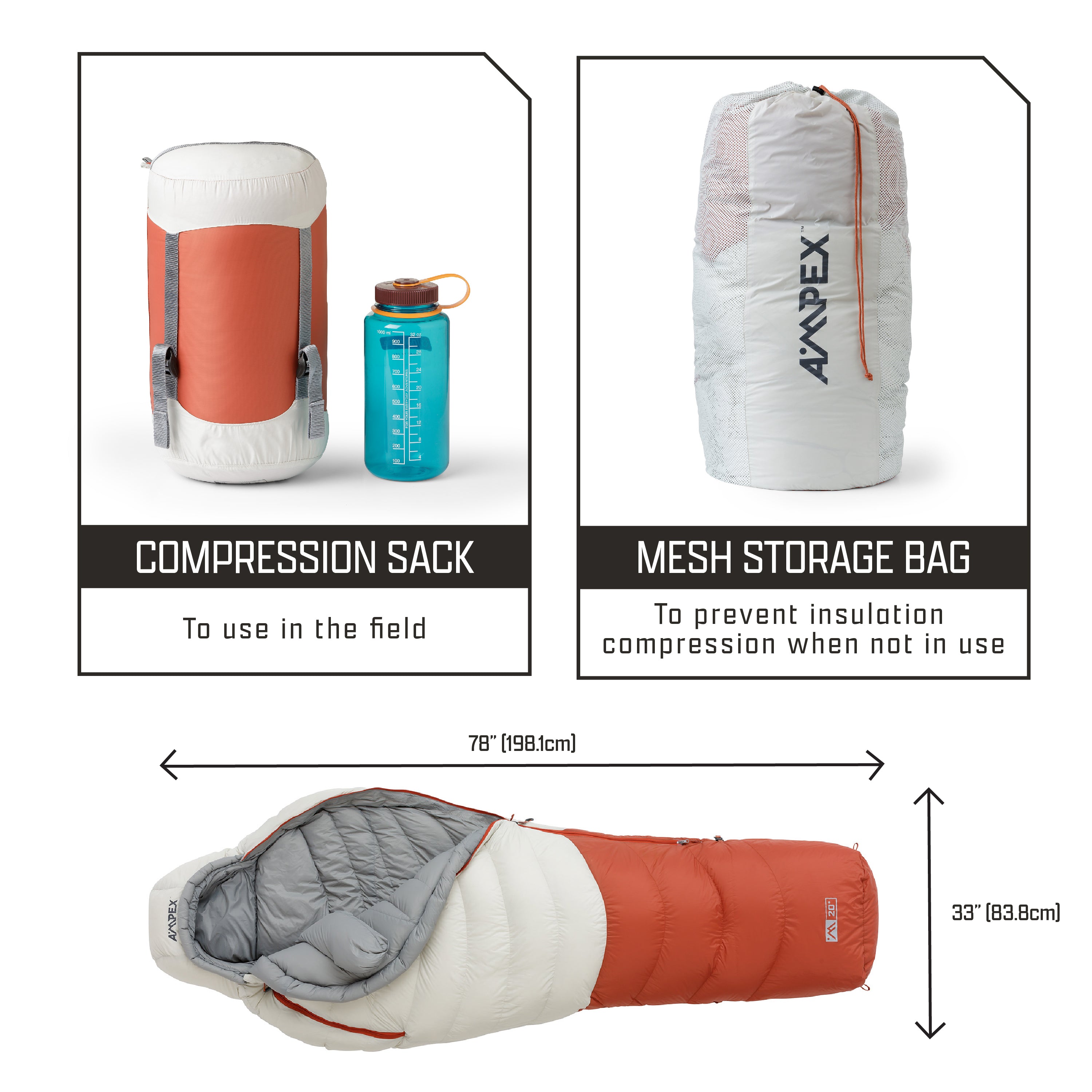 QEZER Down Sleeping Bag for Adults, Ultralight 20°C Degree